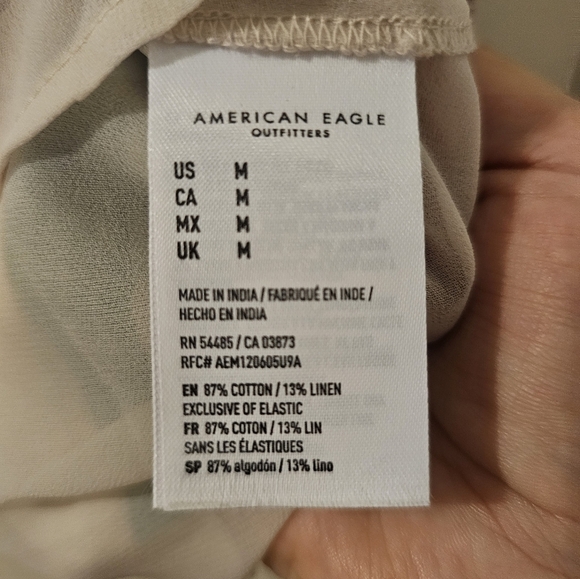 American Eagle NWT Halter Sundress Cotton Linen Blend Lined Pockets Size M - Picture 3 of 8